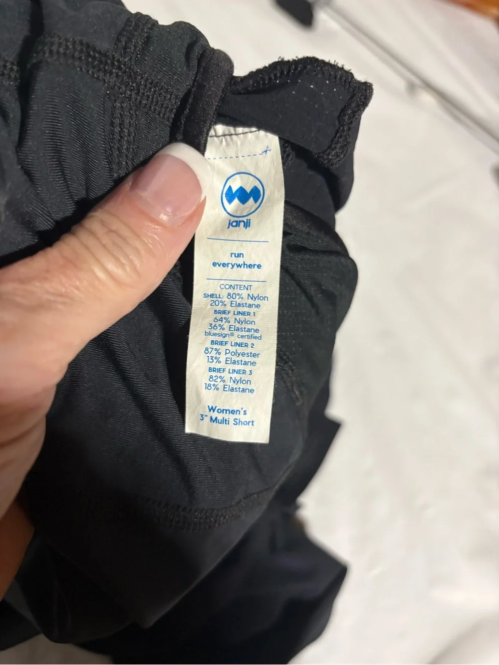 Janji Black Athletic Running Shorts with Blue Drawstring Tip